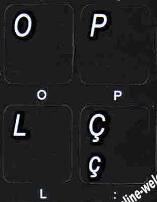 Pegatinas de Teclado Tradicional Portugués Negro miniatura 1