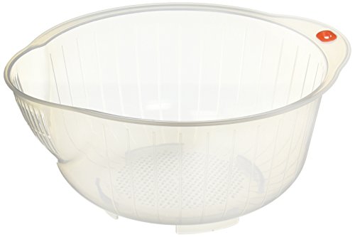 Inomata Japanese Rice Washing Bowl with Strainer 2.5-Quart Capacity