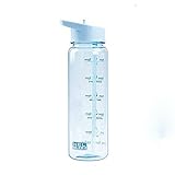 ★ MATERIAL ECOLÓGICO: Esta botella de agua está hecha de plástico no tóxico 100% libre de BPA y amigable con el medio ambiente. Una tapa de material PP de calidad alimentaria y un anillo de sellado de silicona evitan que el líquido se filtre.