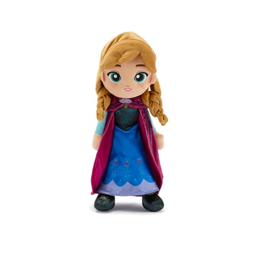 Disney Store Official Anna Plush Doll - 14 Inch Disney Plush with Velour Cape with Decorative Printed Filigree & Foam Clasp, Satin Dress, Boots & Embroidered Features - Frozen Toys for Girls