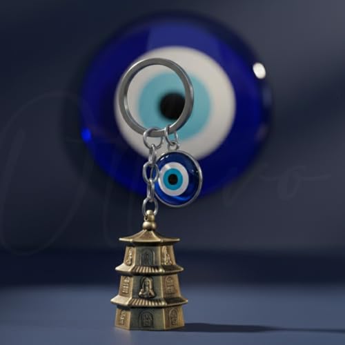 Image of OTTAVO Guardian Bell Keychain, Oxidized Copper, Tibetan Style, 5 cm Height, Good Luck Charm