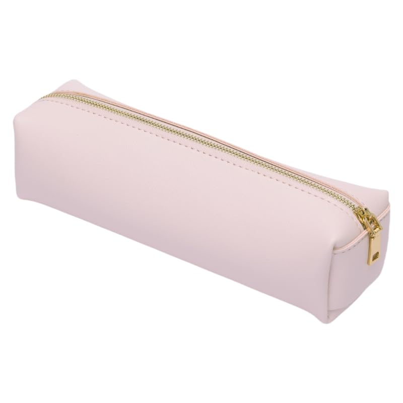 Image of Pencil Case Small Zipper Pen Pouch for School Office Art Supplies Stationery Organizer Bag for Pens Markers（Pink /Faux Leather）
