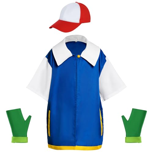 baotongle Adult Unisex Halloween Cosplay Costume Hoodie Jacket Gloves Hat Sets for Trainer Halloween Hoodie(Blue, Medium)