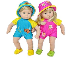 SWIMSUITS SET FOR AMERICAN GIRL BITTY TWINS BOY AND GIRL
