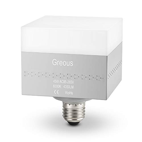 Greous 45W LED Square Light Bulbs (300W Equivalent),4350 Lumen, 6000K Daylight White, with Rotatable Base, Retrofit LED Bulbs for Large Area Office Factory Warehouse Barn High Bay Lamp Living Room