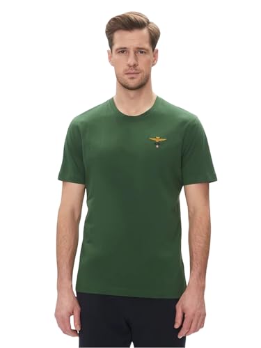 T-shirt vert Aeronautica Militare en coton basique de style militaire pour homme