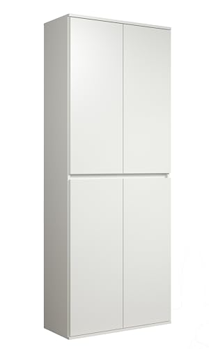 trendteam smart living - Nevada - Mehrzweckschrank - Weiß - Schrank mit 4 Türen, 6 Einlegeböden und 1 Kleiderstange - (BxHxT) 74 x 191 x 34 cm - grifflose Türen trendteam smart living - Nevada - Mehrzweckschrank - Weiß - Schrank mit 4 Türen, 6 Einlegeböden und 1 Kleiderstange - (BxHxT) 74 x 191 x 34 cm - grifflose Türen