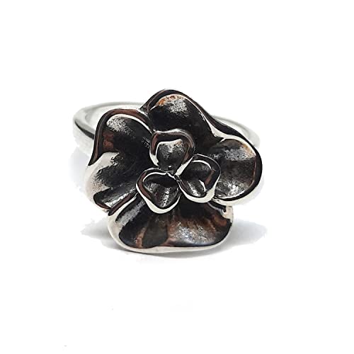 Bague en argent sterling fleur solide 925 : bijou de doigt intemporel pour femme élégante