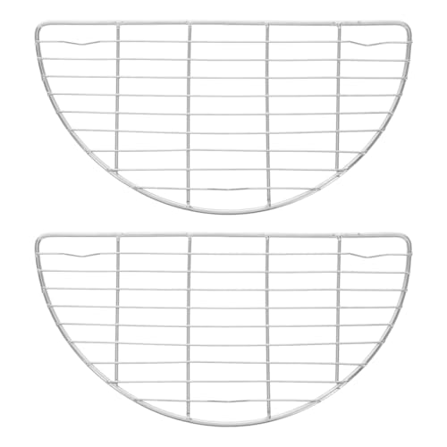 MUCKLILY Small Half Round Cooling Rack 7.91X4.09In Stainless Steel Wire Cooking Rack for Baking Roasting Steaming Oil Draining Foldable Kitchen Set of 2