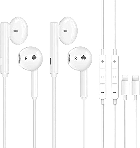 2 Pack Earbuds Wired Headphones Noise Isolating Earphones Built-in Microphone and Volume Control and Noise Cancellation Compatible with iPhone/iPad/iPod