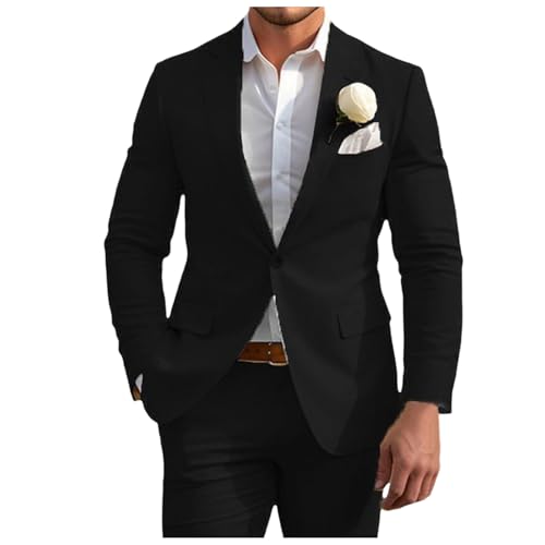 Generisch Chaqueta de traje para hombre con un botón, ligera, para tiempo libre, blazer con solapa, chaqueta de traje de novio, corte regular, color sólido, chaquetas modernas, para bodas, deportivas
