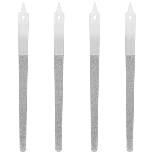 LIQWEI 4 Pcs Diamond Deb Nail File, Professional Nail Files Metal Nails Dresser with Sharp, Non Slip Handle Double Sided Fingernail File for Manicure, Pedicure
