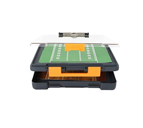 Image of Dexas Clearview Clipcase Dry Erase clipboard, 13.75 x 9.5 Inch, Orange. See papers clearly outdoors, stay organized and dry. Ideal for coaching, teaching, homeschooling, art, trades, and medical pros.
