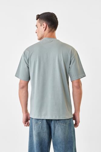 Image of SNITCH Men Oversized Fit T-Shirt | Premium 100% Cotton Breathable Fabric & Smooth Texture | Minimalist Casual Wear T-Shirt with Drop Shoulder & Half Sleeves for Daily Use