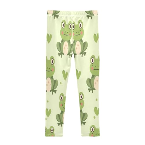 Bolaz Toddler Girls Leggings Printed Yoga Pants Leggings Green Heart Frog for Kids2