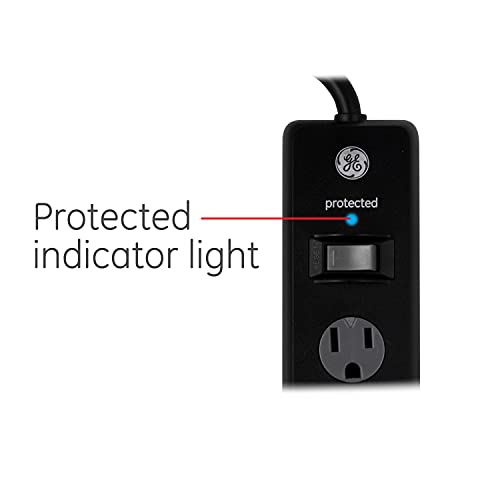 Image of GE 6-Outlet Surge Protector, 8 Ft Extension Cord, Power Strip, 1300 Joules, Flat Plug, Twist-to-Close Safety Covers, Protected Indicator Light, ETL Listed, Black, 33662 (Pack of 8)