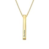 Oak&Luna Personalized Custom Pillar Bar Necklace -3D Engraved 4 Sides- Sterling Silver 925 Jewelry...