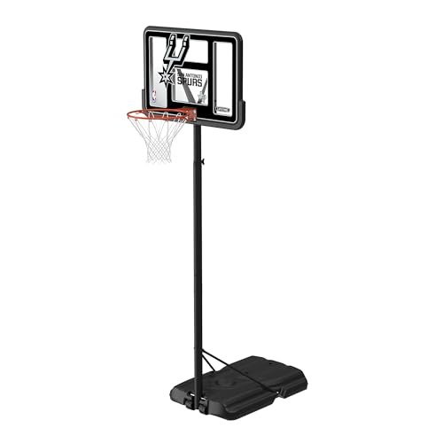 Image of Lifetime NBA San Antonio Spurs Portable Basketball Hoop, Adjustable Height 7.5-10 Ft, 44 Inch Shatterproof Fusion Backboard, Base with Wheels