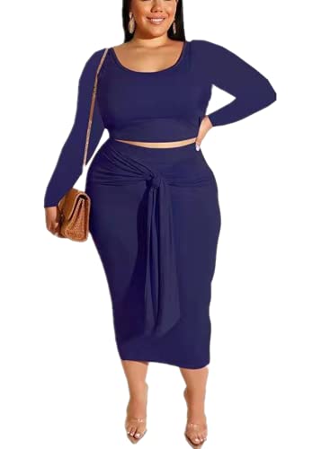 Image of Plus Size Women 2 Piece Outfits Sets Sexy Tracksuit Midi Dress,Sleeveless Tank Top Bodycon Skirts Set Casual Summer
