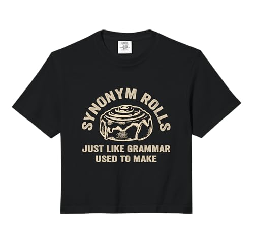 Funny Synonym Rolls Joke Cinnamon Rolls Grammar Pun Teacher Comfort Colors Crop Top