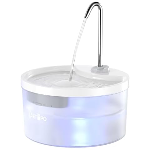 Petlipo Cat Water Fountain, 3L/100oz Super Silent Pet Water Fountains for Cats Dogs Indoor, Cat Fountain with Water Alert Light, Kitty Spout Cat Drinking Fountain, BPA-Free, Easy Clean (White) Cover