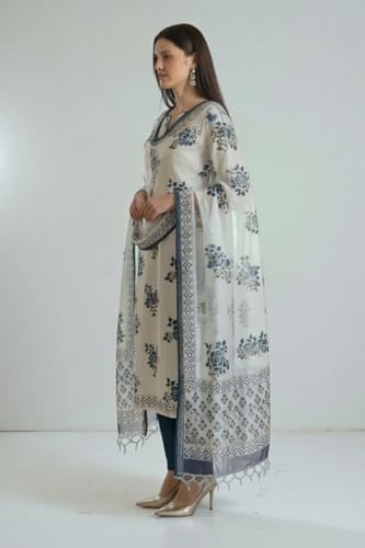 Image of Eddika Women's Bagru Hand Block Printed Pure Cotton Unstitched Suit Material with Kota Doria Dupatta | Traditional Ethnic Dress Material for Kurta, Salwar & Palazzo Set