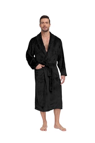 RONGTAI Mens Plush Long Robe Soft and Warm Full Length Bathrobe3