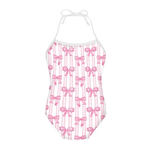 KiuLoam Orange Pink Tropical Leaf Girls One Piece Swimsuit Quick Dry Beach Swim Bathing Suit for 3-8 Years Little Girls