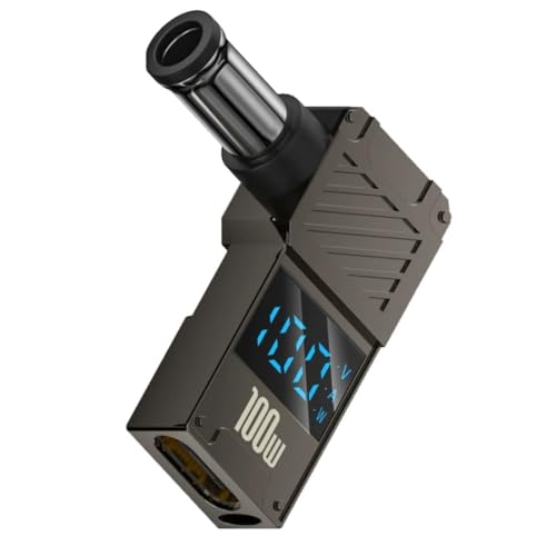 Image of ETZIN USB C to DC Adapter,USB C Female to DC 6.5x4.4mm Barrel Jack Plug PD 100W Laptop Fast Charging Adapter with Wattage Display (6.5x4.4mm)