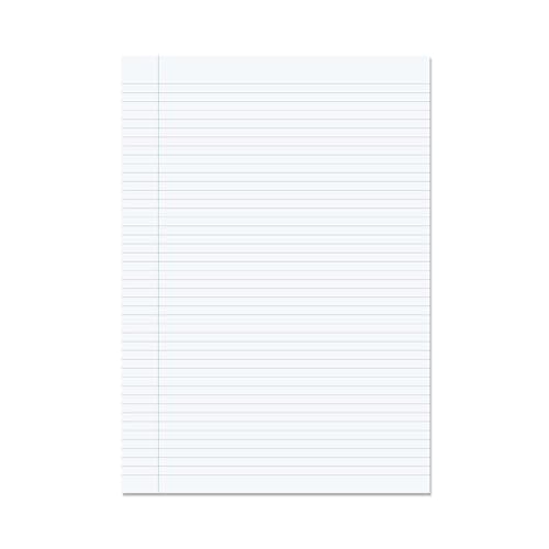 Rhino A4 Loose Leaf Lined Paper, 500 Sheets / 1000 Pages, 6mm Lined with Margin Paper, 1-Pack, Unpunched, School & Office Stationery Supplies