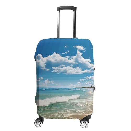 Anti-Scratch Luggage Cover Sandy Beach Printed Luggage Case Protector Washable Suitcase Covers Elastic Suitcase Protector for Size M (22-24 inch) Luggage