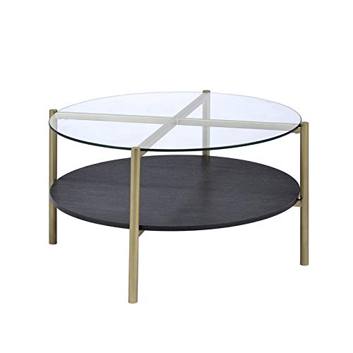 Bowery Hill 3-Piece Tempered Glass Top Coffee Table Set In Black/Gold #TOP23