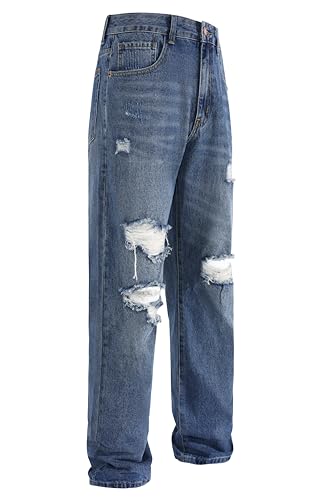 Men's Non-Stretch Relaxed Fit Straight-Leg Denim Pants Jeans3