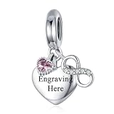 Engravable Heart Charms for Bracelets Necklace 925 Sterling Silver Bead Charms For Mother's day Women Jewelry Gift (Heart -2)