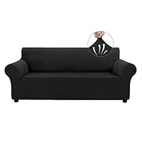 Asnomy Stretch Couch Covers for Sofa Washable, 3 Cushion Couch,Black — image 7
