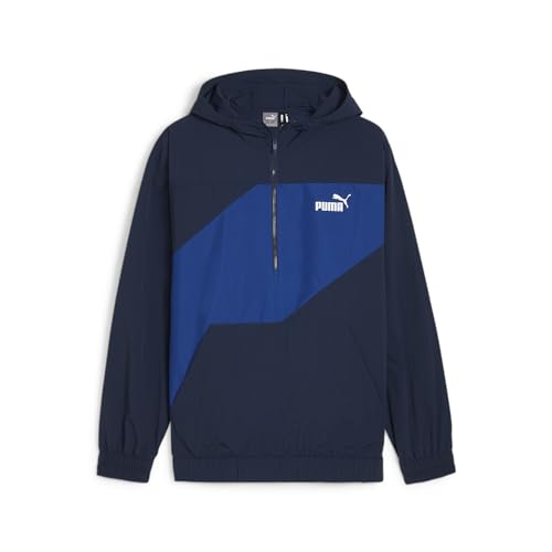 Image of PUMA Men's Power Hooded 1/2 Zip Windbreaker, Blue, M