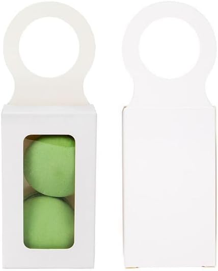 Miniatura 4 de ClearBags Caja de botella de vino de papel blanco con ventana, tamaño 2 14 "x 1 18" x 3 78", cajas de regalo plegables colgantes, sostiene trufas,