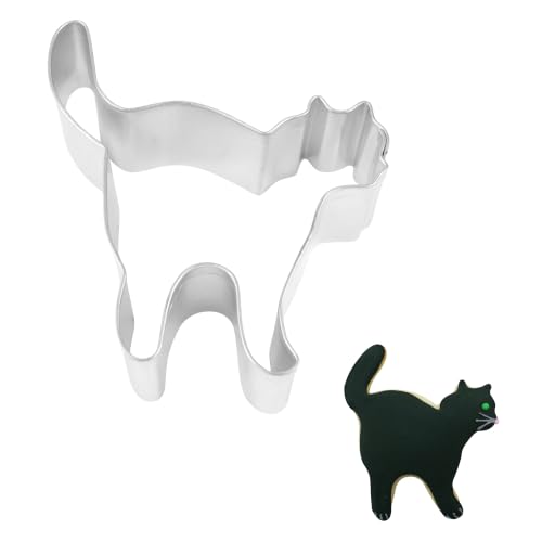 R&M Witch’s Cat 3" Cookie Cutter – Halloween Baking Tool for Cookies, Fondant & Crafts