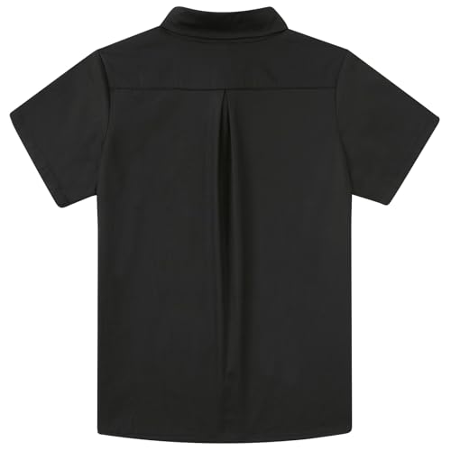 Image of uideazone Size 13-14 Boys Black Suit Shirts Kids Button Down Dress Shirts Short Sleeve Uniform Blouse Tops for Family Gatherings School Activities Party