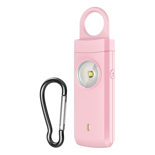 Alarma de seguridad personal – fuerte de 130 dB equipo de autodefensa con luz LED – Llavero de seguridad para mujeres, para niñas, hombres, estudiantes, al aire , carreras de camping