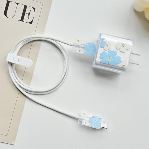 Protector de cargador suave iPhone 20W USB-C bonito protector de cable diseño floral 4