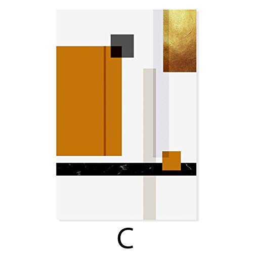 Affiche et impression salon moderne triptyque abstrait géométrique jaune 32x48 - 4