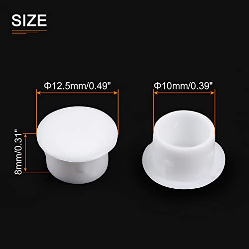 Image of DTGN 10mm x 12.5mm x 8mm(Dia. x Cap Dia. x H) Screw Hole Plugs - 30Pack - Good for Furniture Cupboard Wardrobe - Plastic Fastener Hole Caps - White