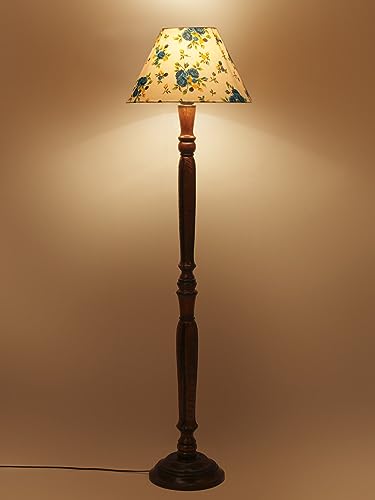 Image of Devansh Multicolor Cotton Conical Wooden Floor lamp -28