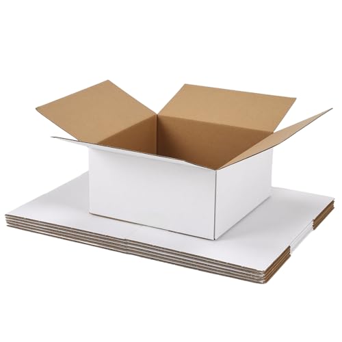 SPEPLA 6 Pack Shipping Boxes 8x8x4 Inches White Corrugated Cardboard Mailing Box for Packing Mailing Small Business