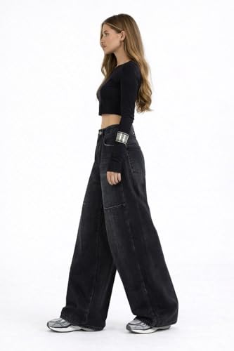 Image of ODDMONEKY Baggy Jeans for Women || Korean Jeans for Women || Wide Leg Korean High Waist Baggy Denim Pants (Wjeans-7)
