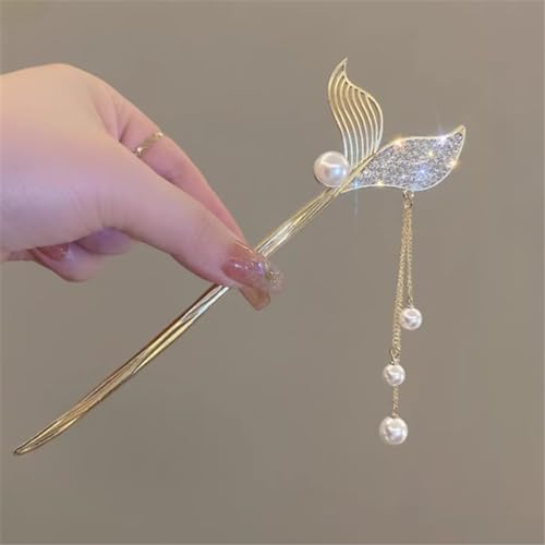 Épingle à cheveux queue de sirène avec gland pour chignon moderne chic - 3