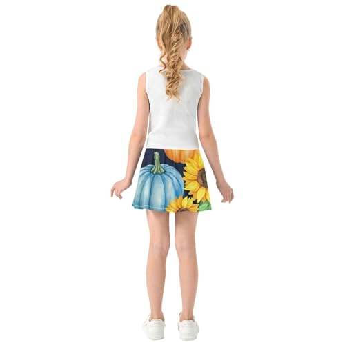 Girls Skorts Athletic Shorts Skirts with Shorts 2 in 1 Flowy Skirt Watercolor Pumpkins 3t4