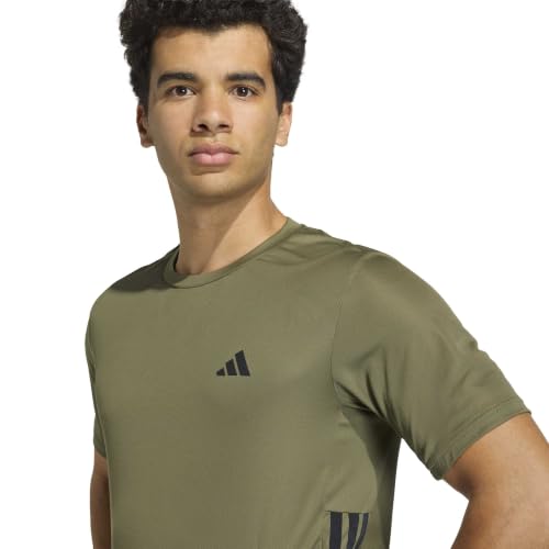 adidas Homme Workout Essentials Base 3-Stripes Shirt, Olive strata/Black, S
