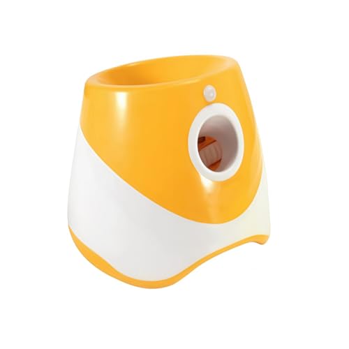 TPPT犬ボール投げランチャー、3つの距離設定(3m / 6m / 9m)小型犬および中型犬用プラスチック犬自動ボールランチャー、犬自動ボールランチャーインタラクティブペットボール投げ機屋外屋内用投げゲーム (オレンジ色,テニスボール3個付き)